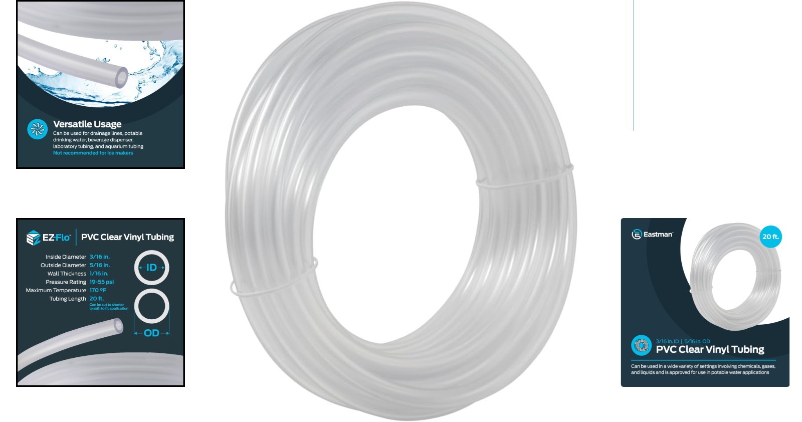 -Compliant 20ft Clear Vinyl Tubing – 3/16″ ID x 5/16″ OD for Multipurpose Use