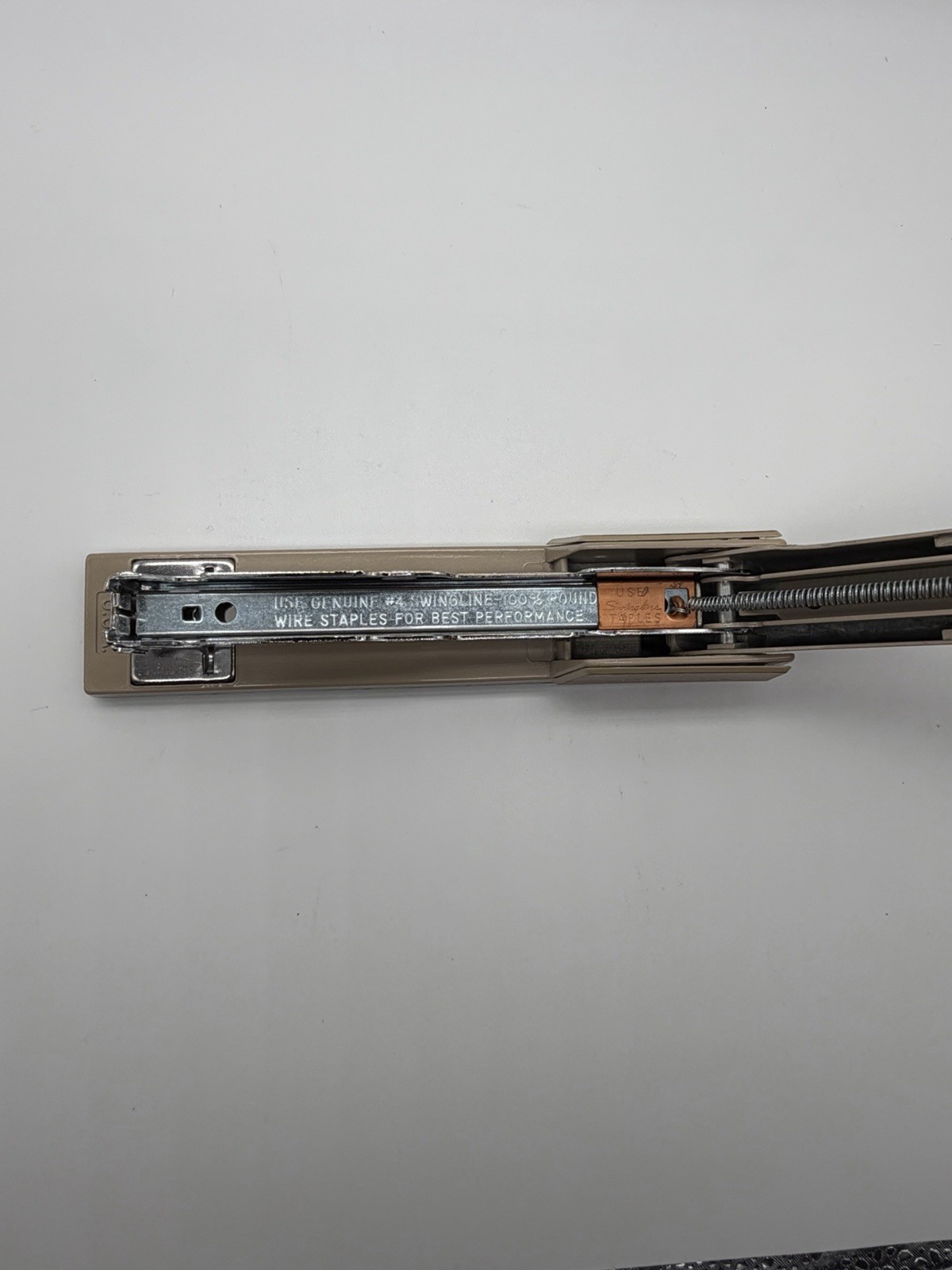 Vintage Swingline Beige Teak Large Metal 767 Stapler Original Box USA Made