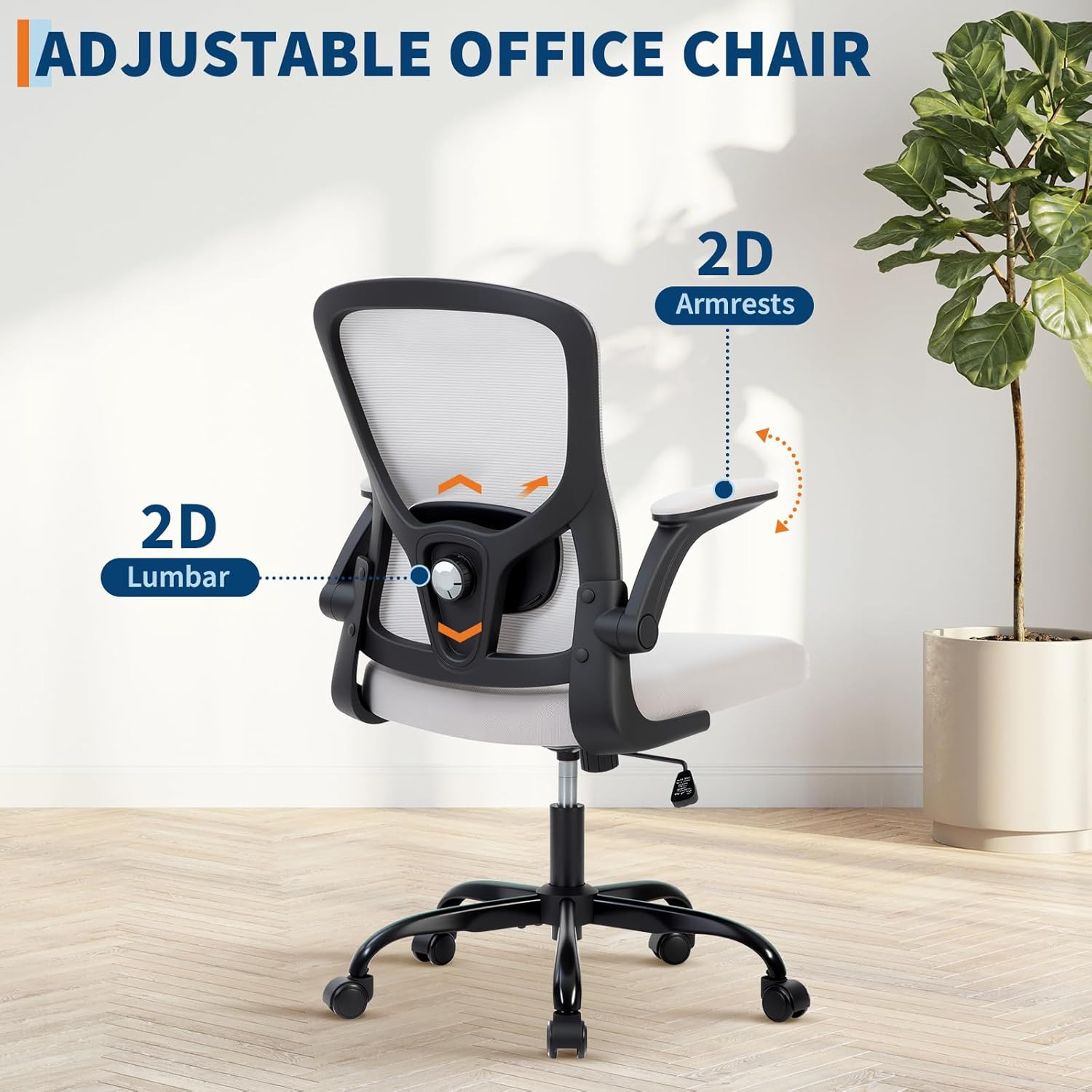 Ergonomic Mesh Office Chair 350Lbs with Adjustable Lumbar Support & Wheels