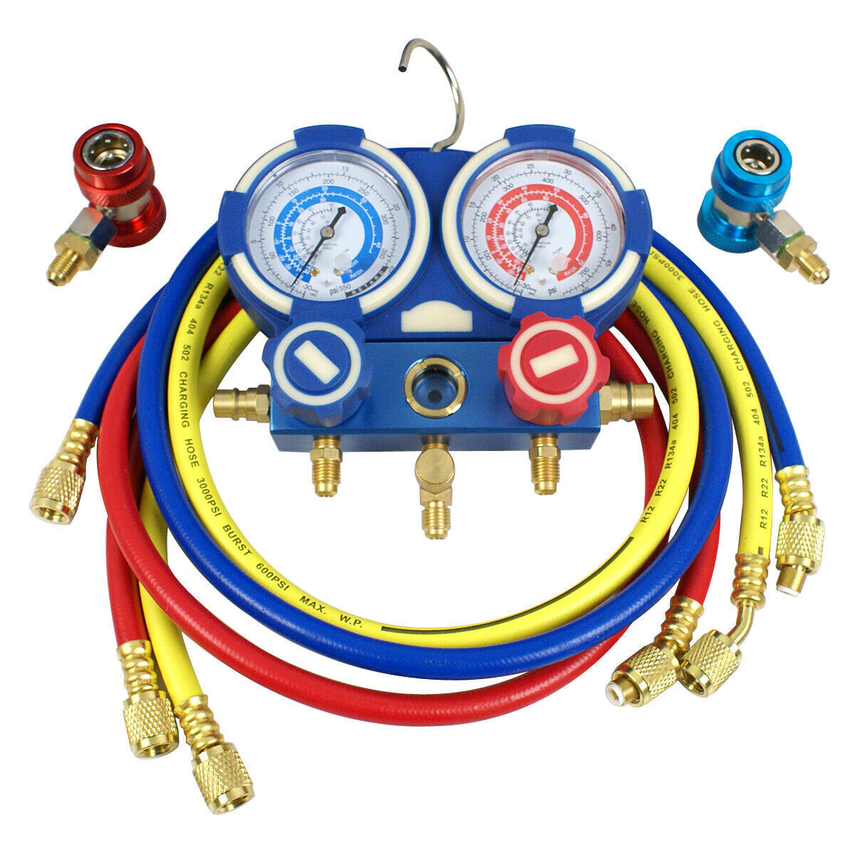 R134A R410A R22 HVAC A/C Manifold Gauge Set Air Refrigeration Kit Pressure Guage