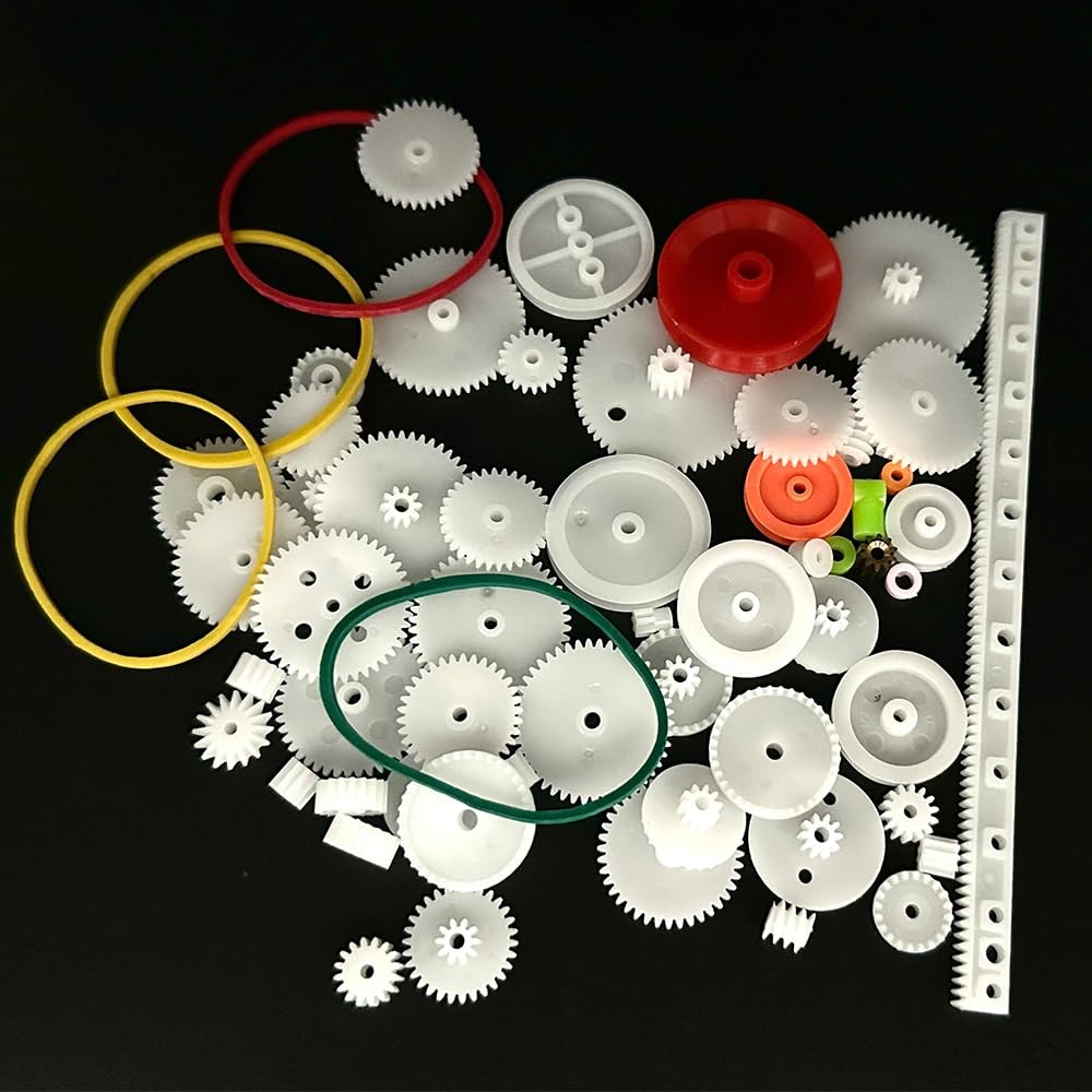 60PCS Small Gear Kit Plastic Gears Belt Pulley Single Spindle Gear…