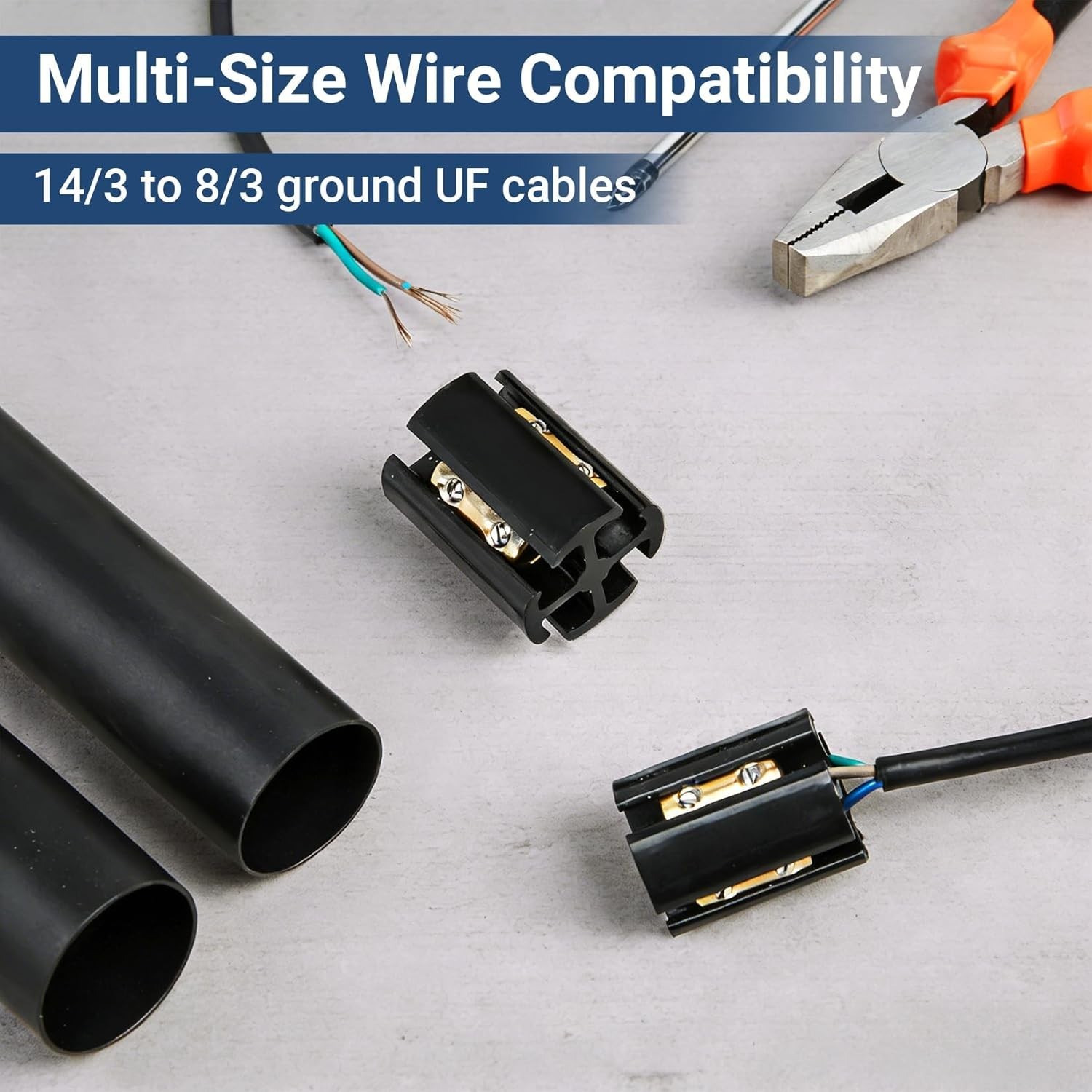 2 Sets Underground Wire Splice Kit with Connectors & Shrink Tube for UF Cables