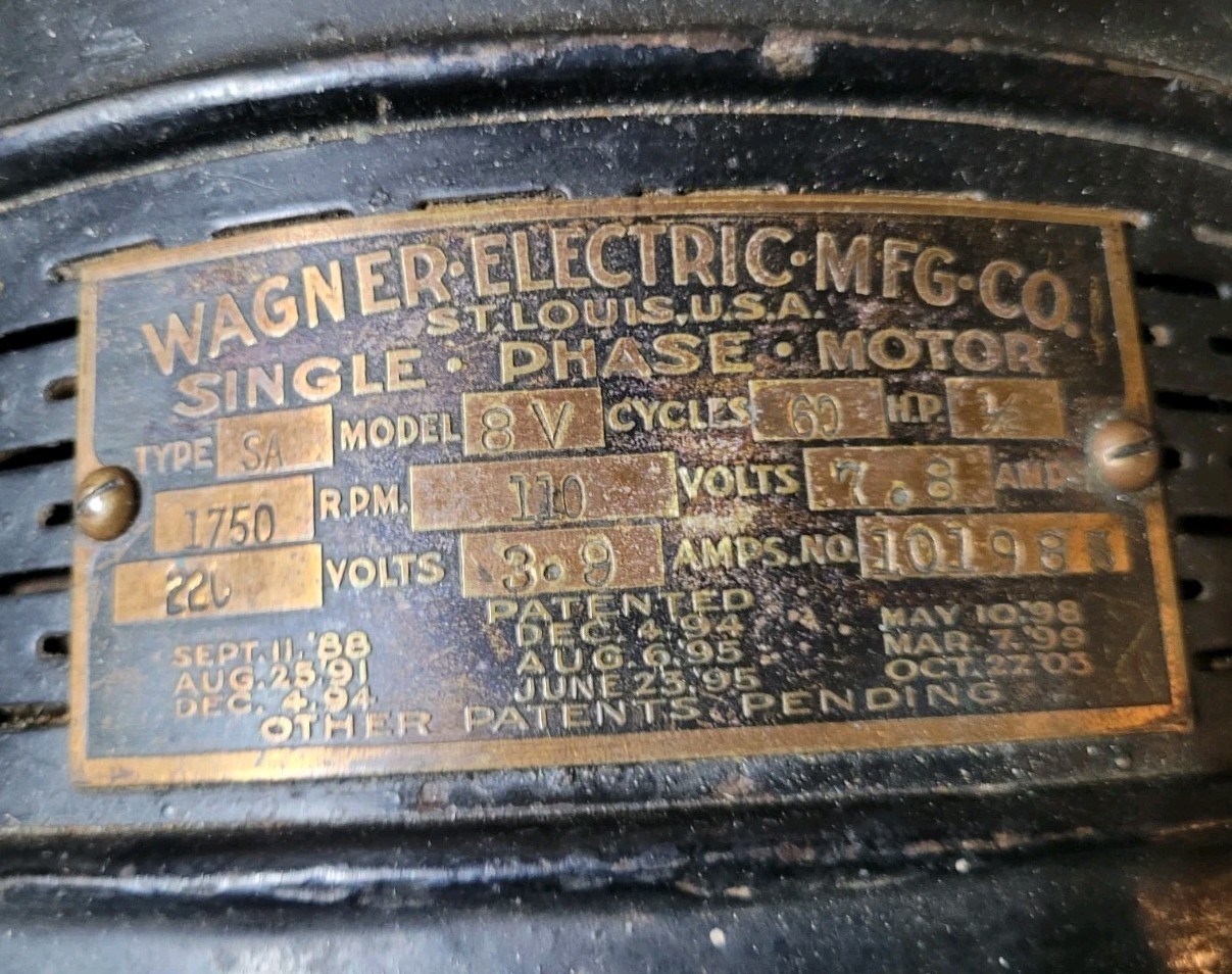 Antique Wagner Electric Motor, 1/2 hp, 110 Volt , 1750 RPM, Runs Good