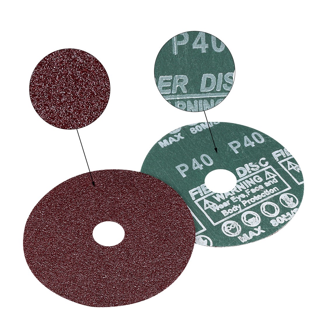 4-Inch x 5/8-Inch Aluminum Oxide Resin Fiber Discs Center Hole 40 Grit 10Pcs