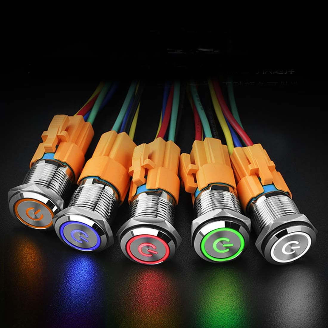 Latching Pushbutton Switch 16Mm 5/8″ 12V-24V 5A Power Angel Eye LED Light