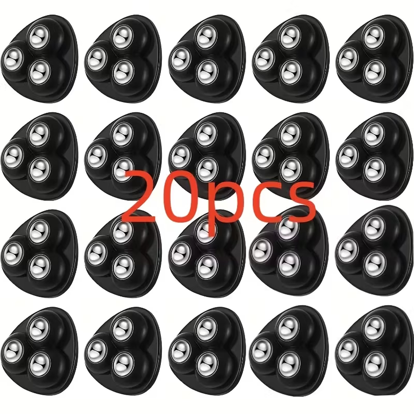 20 pcs Mini Swivel Caster Wheels Self Adhesive Stainless Steel Rolles