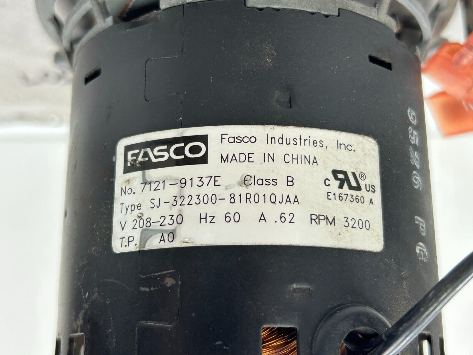 FASCO 7021-9137 Draft Inducer Blower Motor 70-23641-01 208-230V used tested #L01