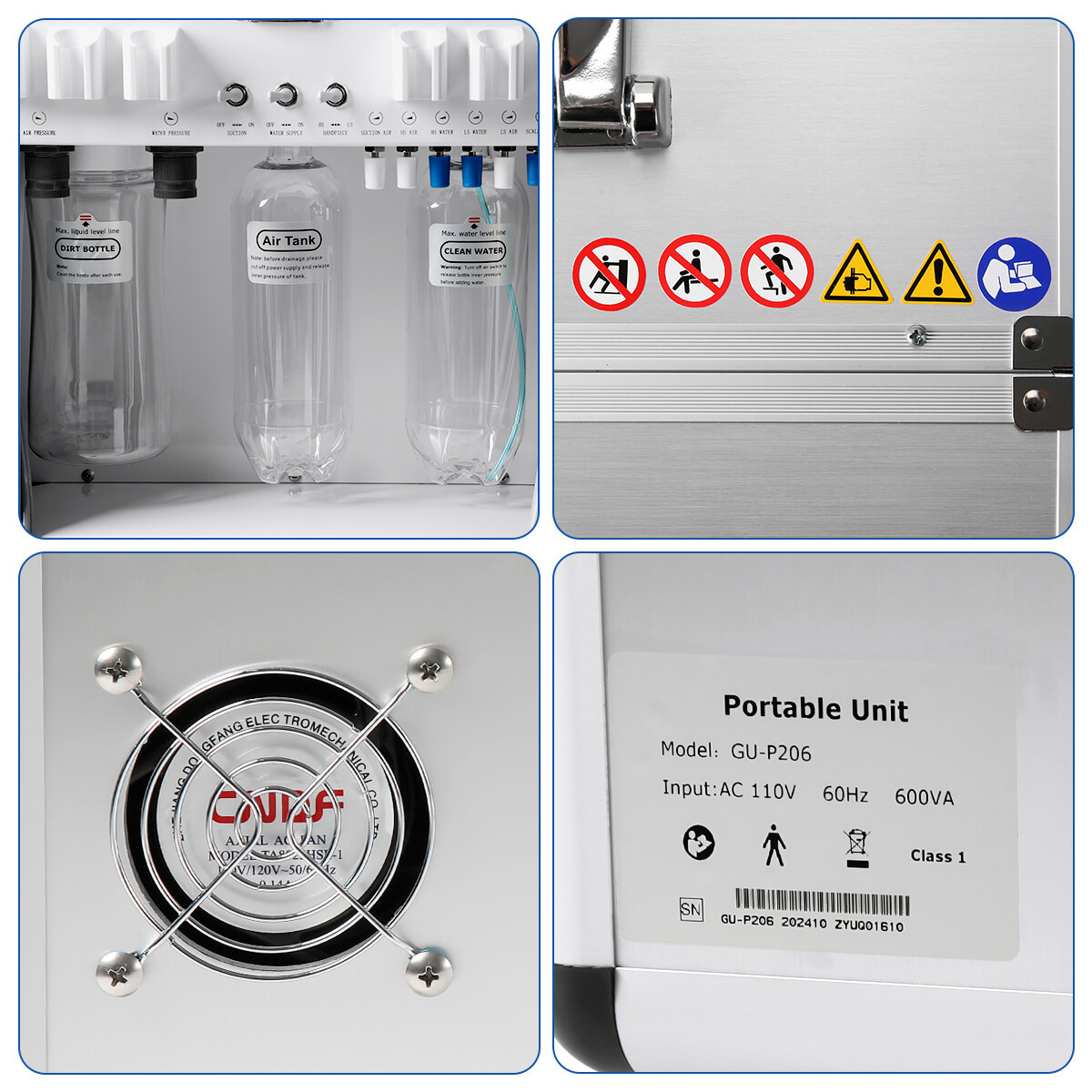 Portable Dental Delivery Unit Air Compressor Strong Suction/Handpiece Kit 4 Hole