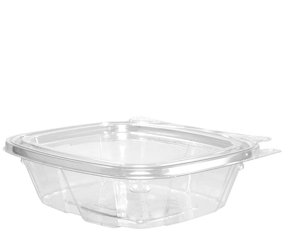 Dart CH8DEF 8 oz PET Tamper Evident Clear Hinged Deli Containers SafeSeal 200/CS