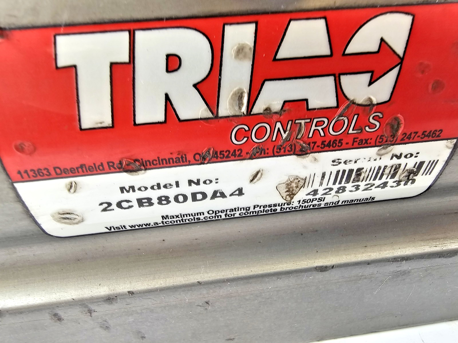 Triac Controls 2CB80DA4 Double Acting Actuator 80A 150PSI