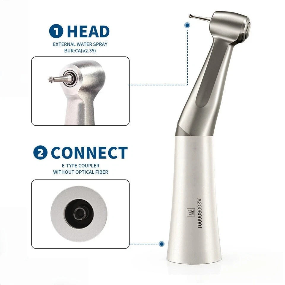 Dental Low Speed 1:1 Direct Drive Contra Angle Push Button Handpiece E-Type