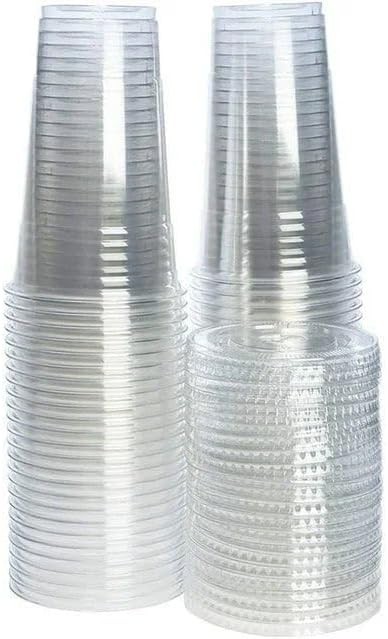 20 Oz Clear Plastic Cups PET Disposable Cold Cups With Lids and Straws for Party