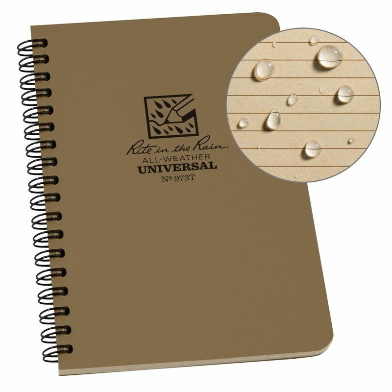 Rite In The Rain Side Spiral Binding Notebook Tan Polydura cover / 19 Gauge