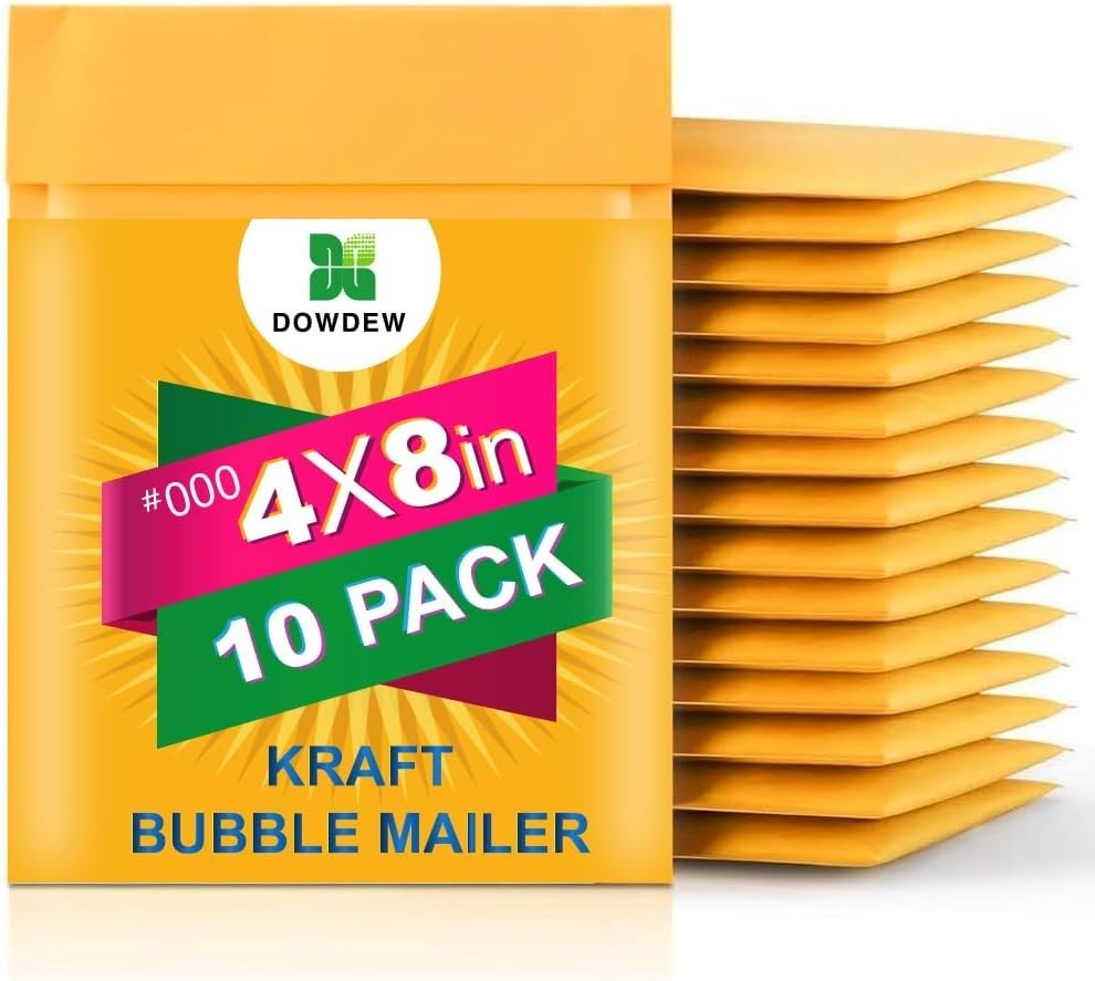 Self-Seal Bubble Mailers 10 Pack Quality Kraft Padded Envelopes 4×8 Lightweight