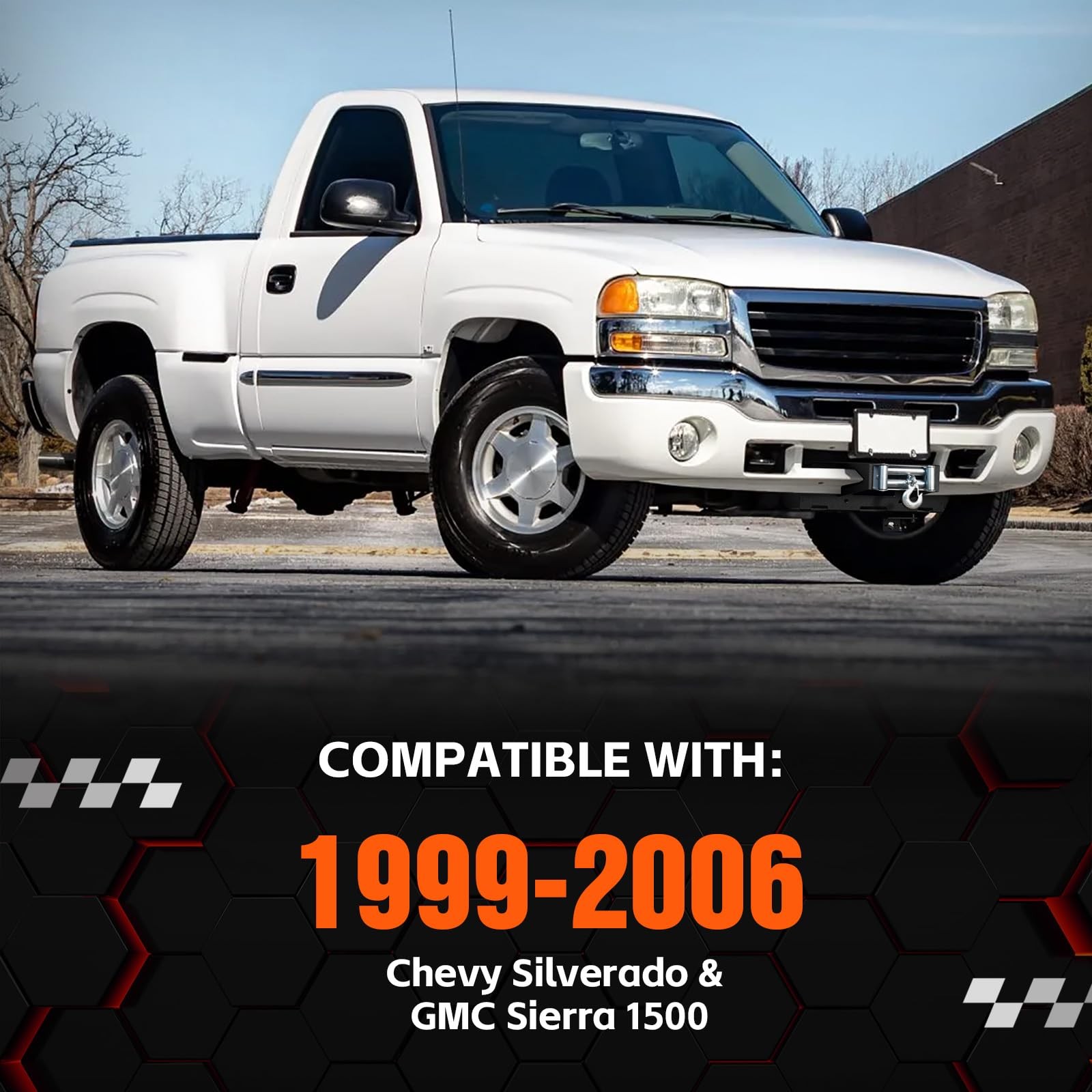 Winch Plate for Chevy Silverado GMC Sierra 1500 1999-2006 Heavy Duty Black