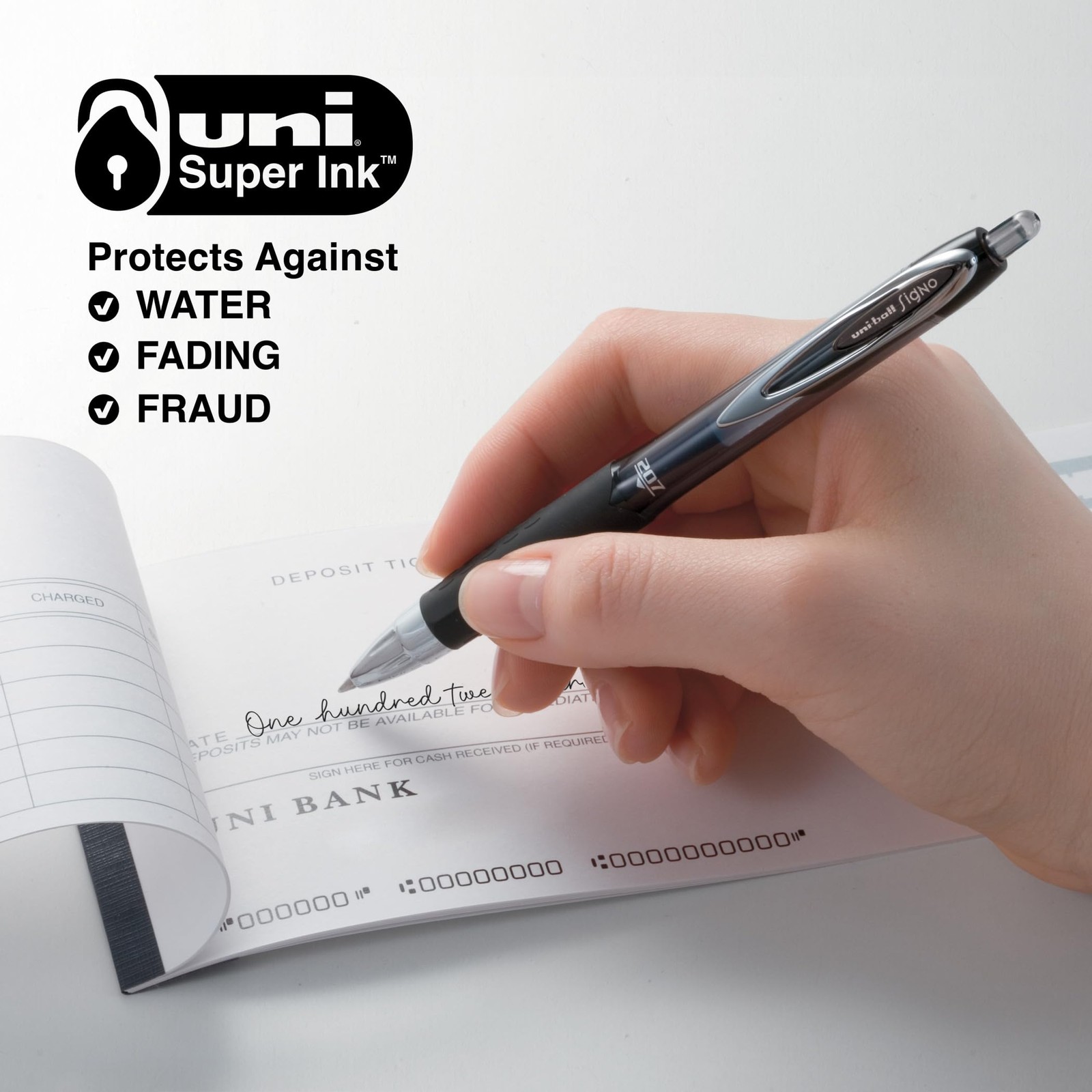 uni-ball® 207™ Retractable Fraud Prevention Gel Pens, Medium Point, 0.7 mm, B…
