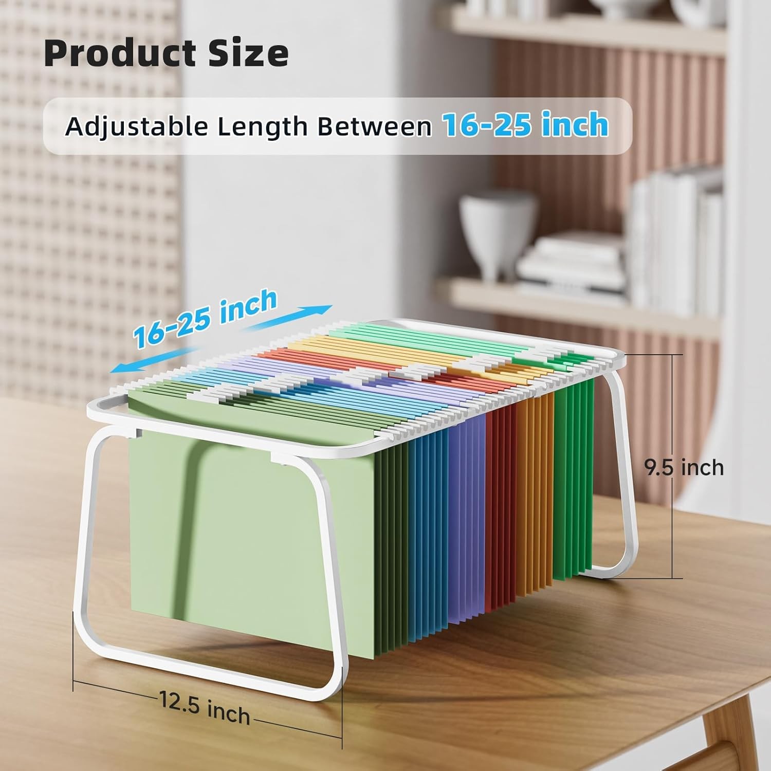 Hanging File Folder Frame, Adjustable Letter Size File Holder 16-25 Inches,