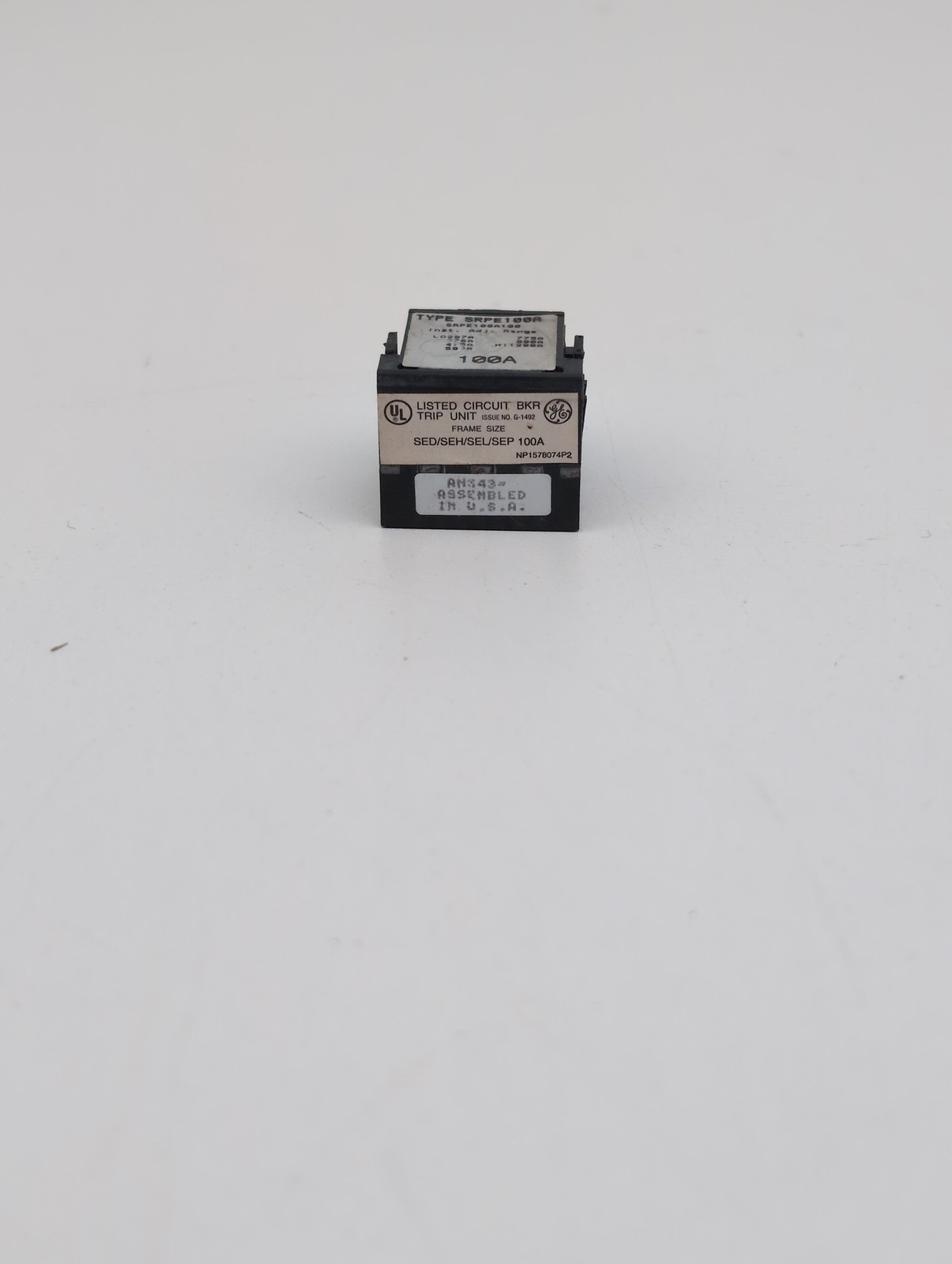 GE SRPE100A100 Breaker Rating Plug 100A