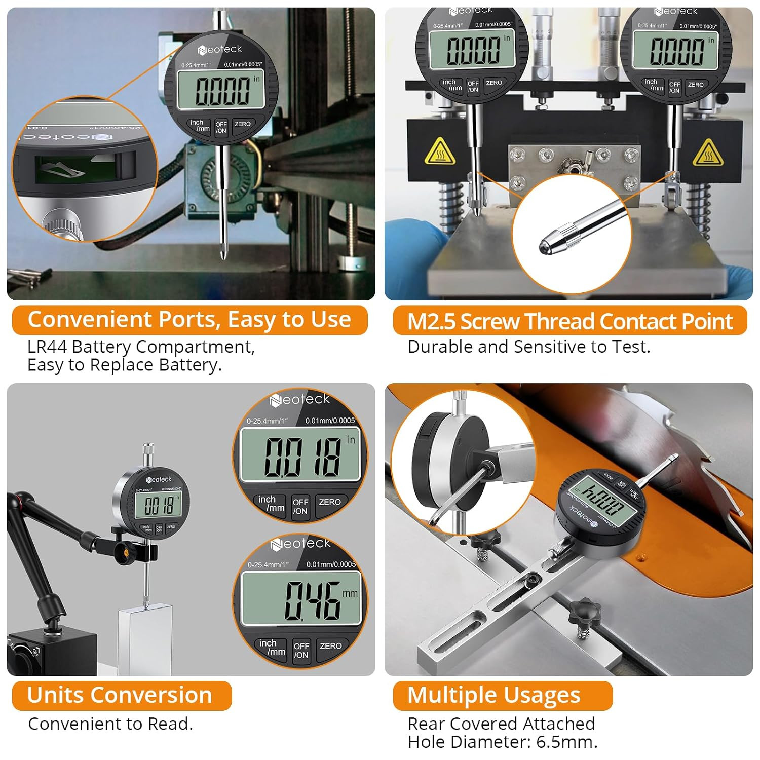 1″/25.4Mm Digital Dial Indicator 0.0005″/0.01Mm Dial Test Indicator | DTI Dial G
