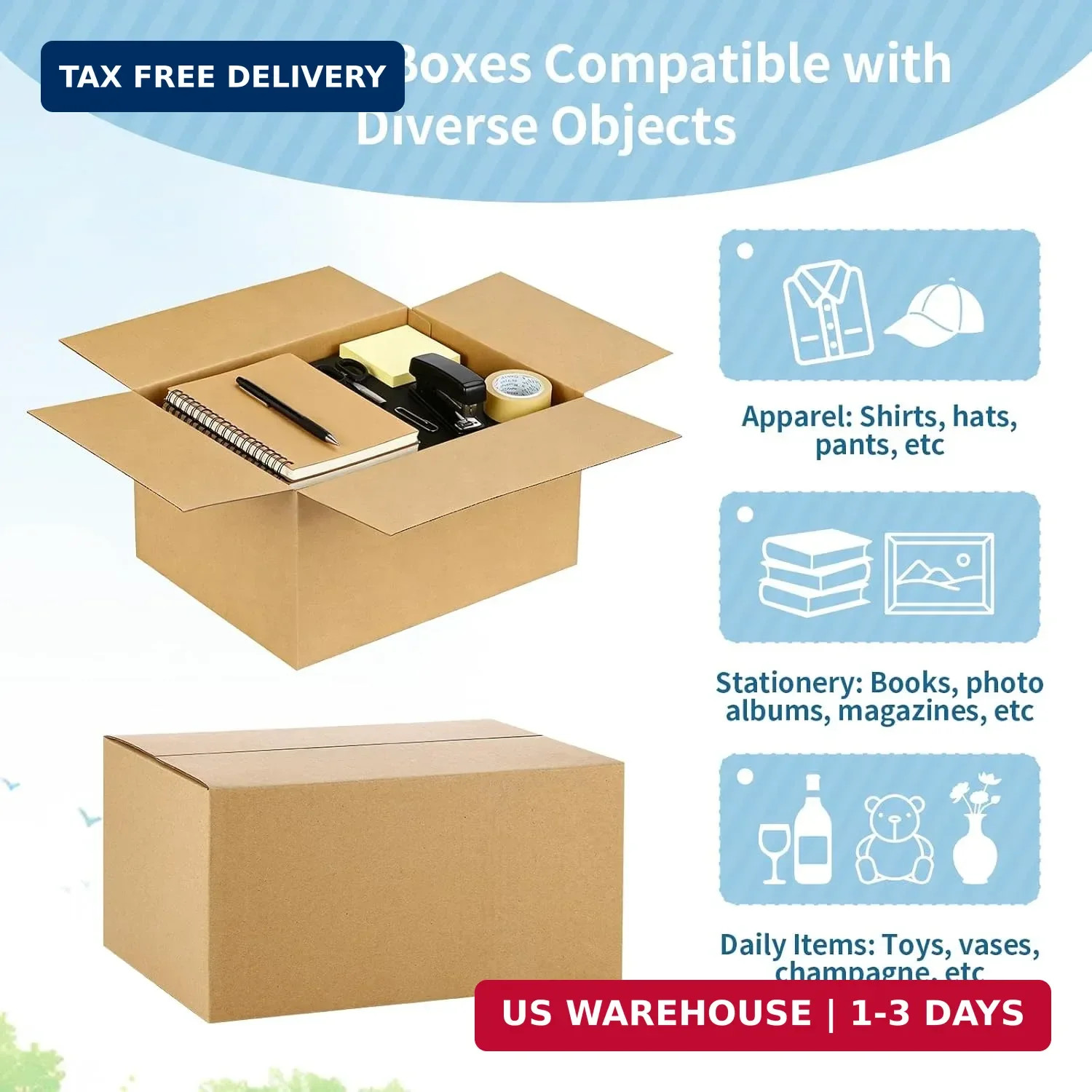 Famagic Small Shipping Boxes 8x6x4 Inch 10 Pack Brown Box Corrugated Cardboard B