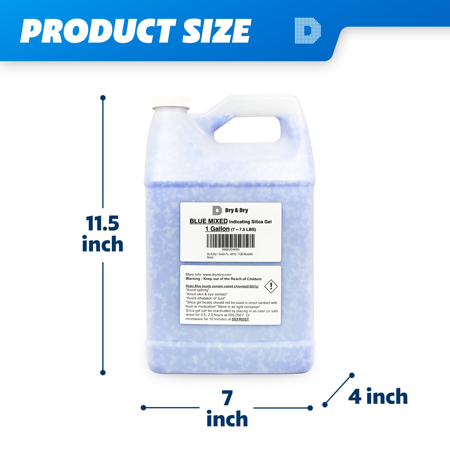 1 Gallon (7 LBS) “Dry & Dry” High Quality Mixed Silica Gel Desiccant Beads