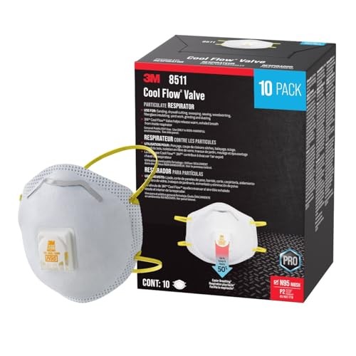3M 8511 N95 Disposable Respirator Mask, Cool Flow Valve, 10 Pack