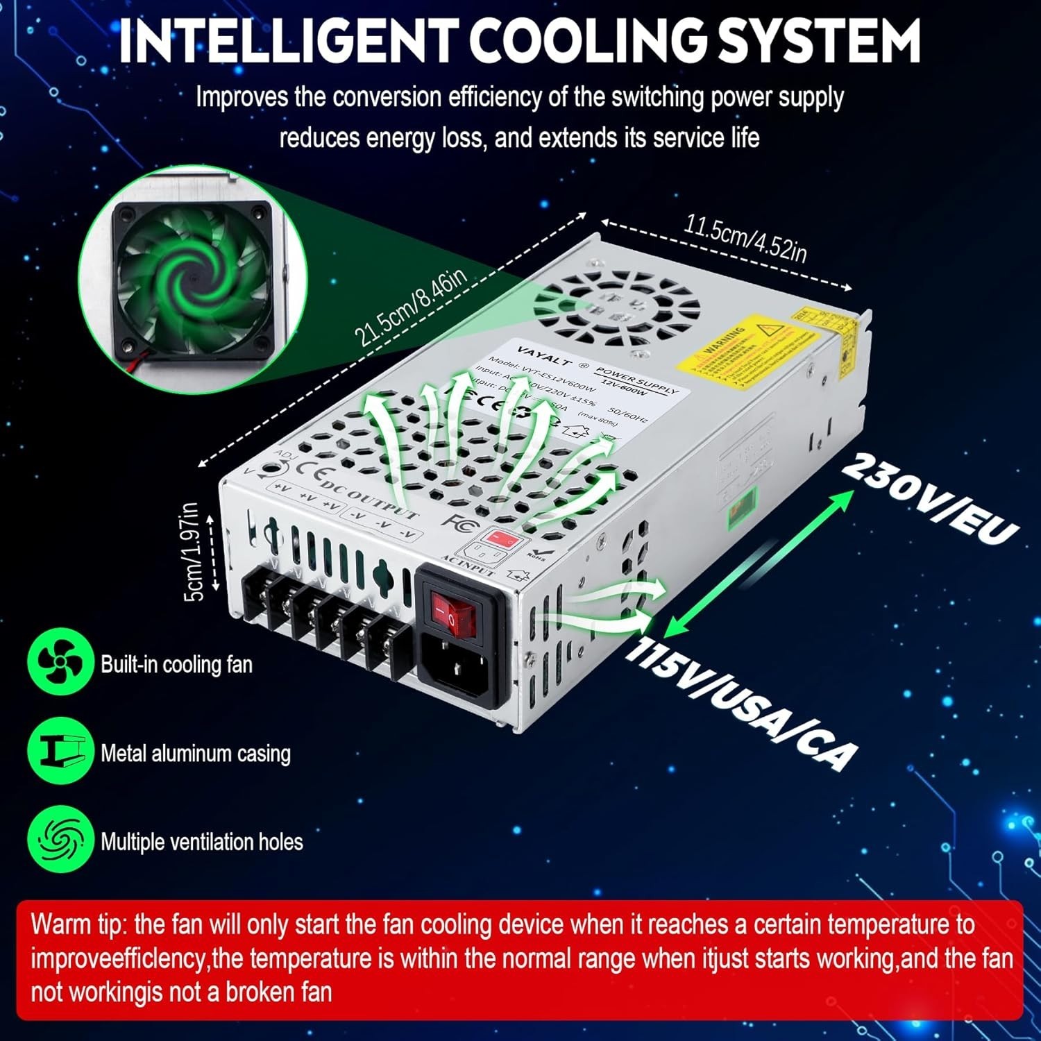 12V 600W Switching Power Supply – Reliable AC to DC Converter for Electronics