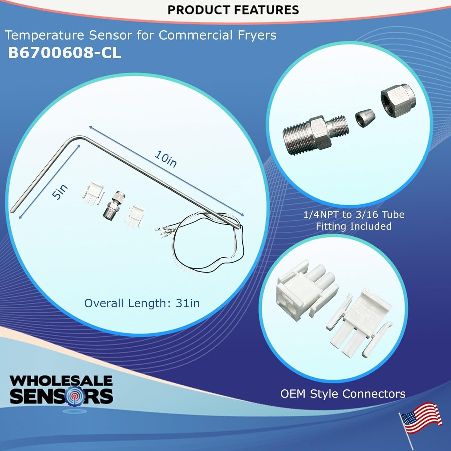 Pitco B6700608-CL Temperature Probe Service Kit SG Replacement 12 Month Warrany