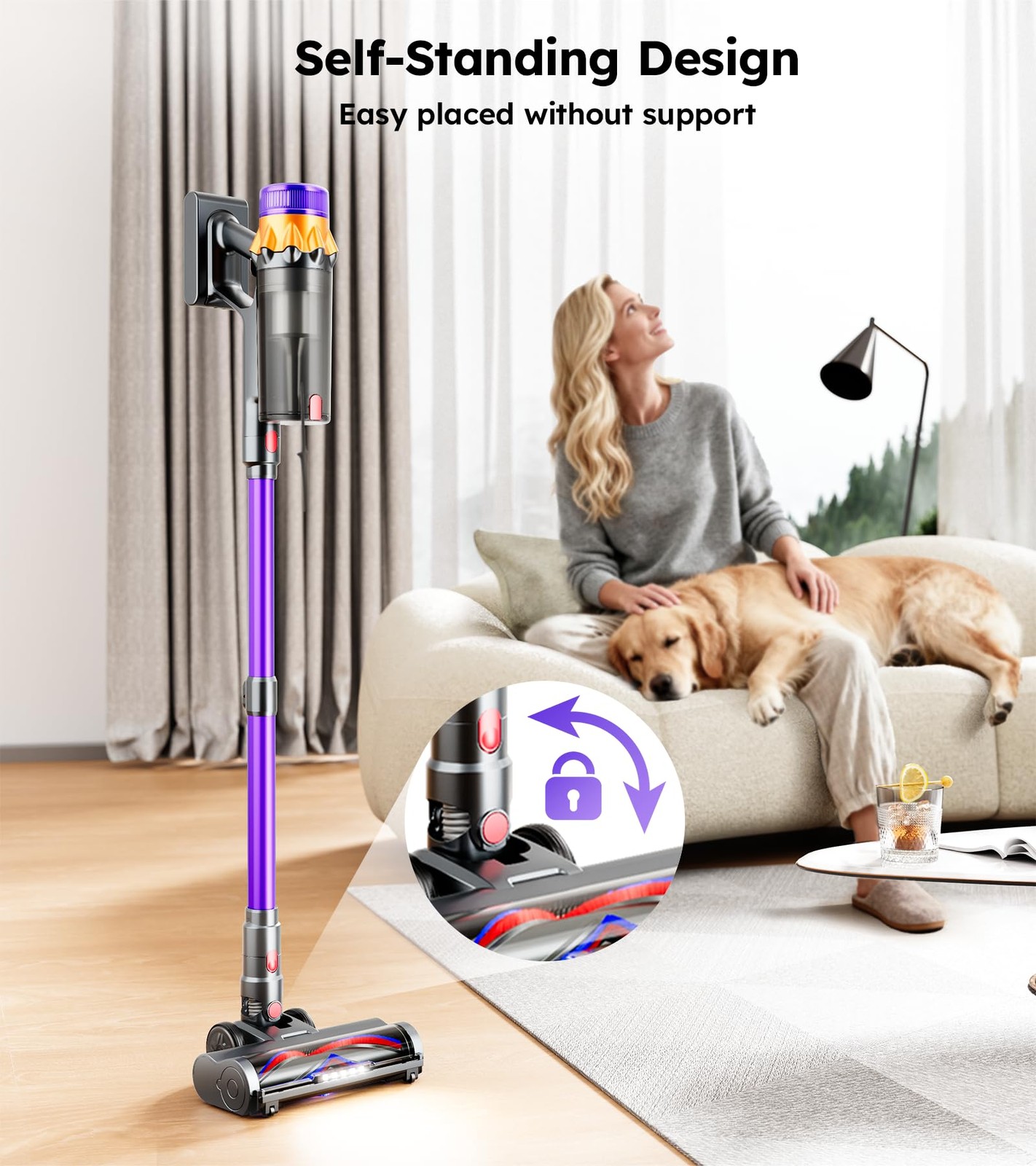 Rendow Cordless Vacuum Cleaner 500W 50Kpa 60Mins Vacuum Cleaners For Home