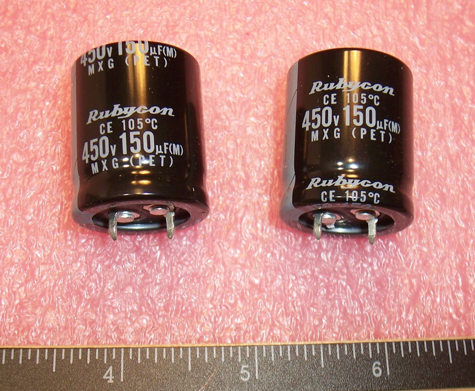 QTY (5) 150uf 450V 105′ SNAP-IN ALUMINUM ELECTROLYTIC 450MXG150MEFC RUBYCON ROHS