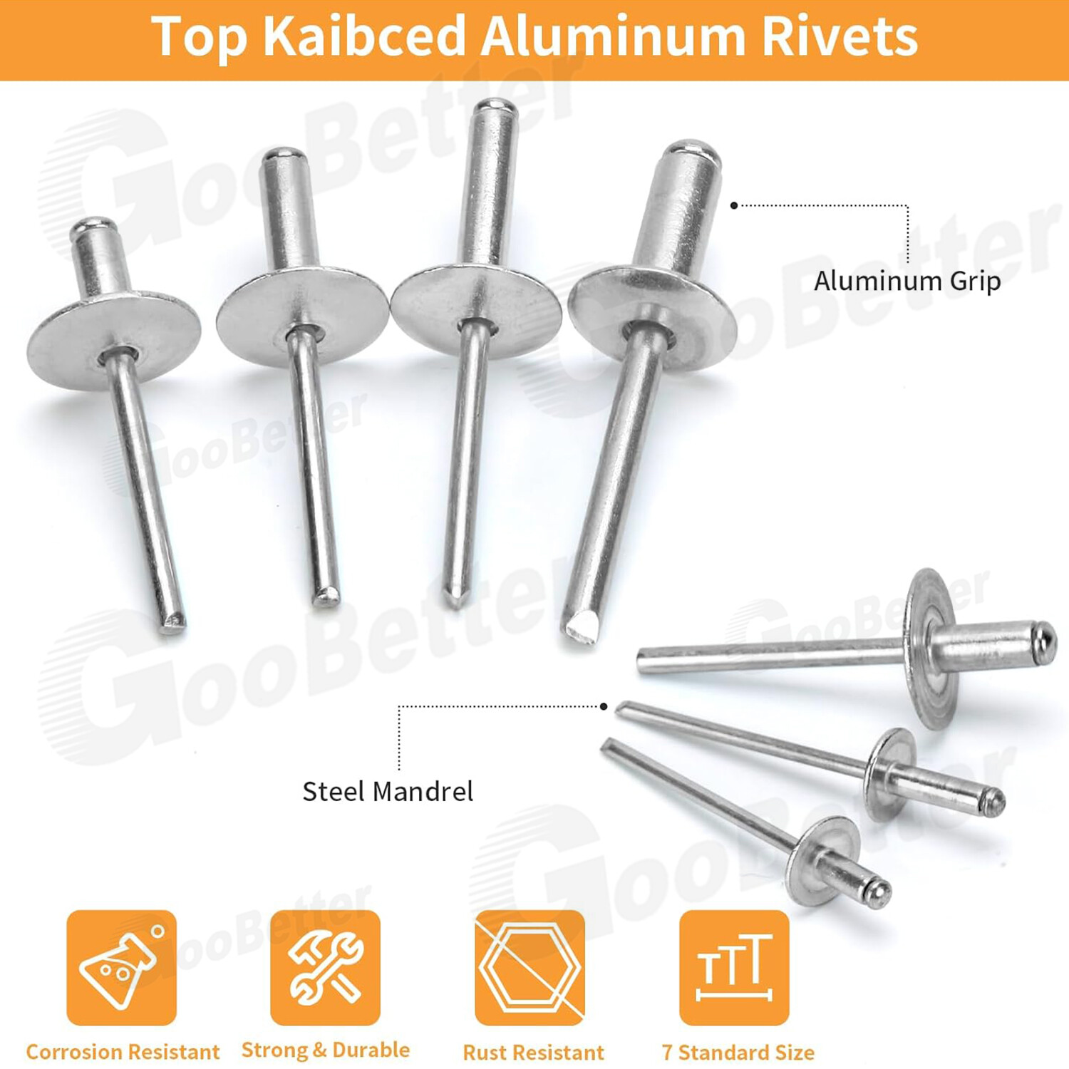 500pcs Pop Rivets Assortment Kit Aluminum Blind Rivets 14 Sizes Blind Rivet Set