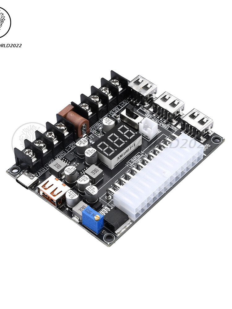 20/24 Pin ATX Power Adapter Board Power Supply Module Adapter Adjustable Voltage