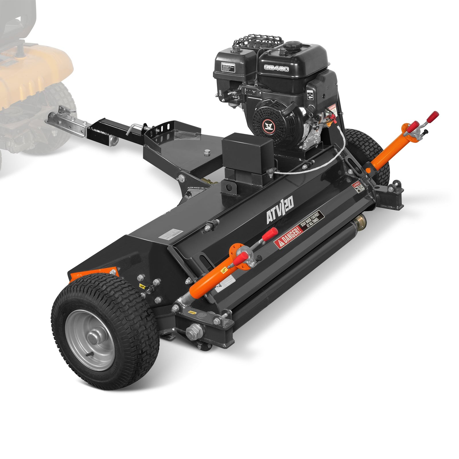 48″ Tow-Behind ATV Offset Flail Mower, ZONSEN 15HP 459cc E-start Engine,ATV120