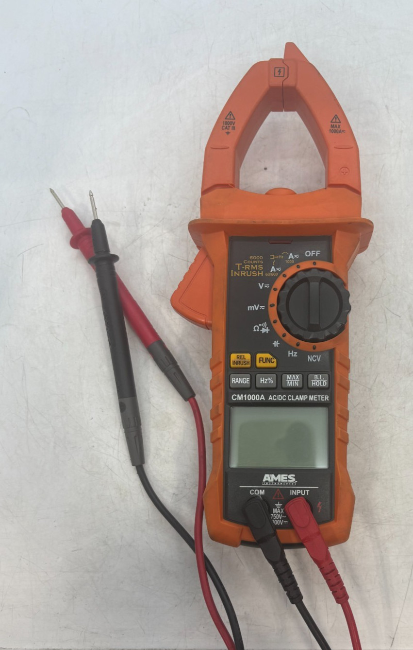 Ames AC / DC Digital Clamp Meter CM1000A T-RMS INRUSH FAST FREE SHIPPING c