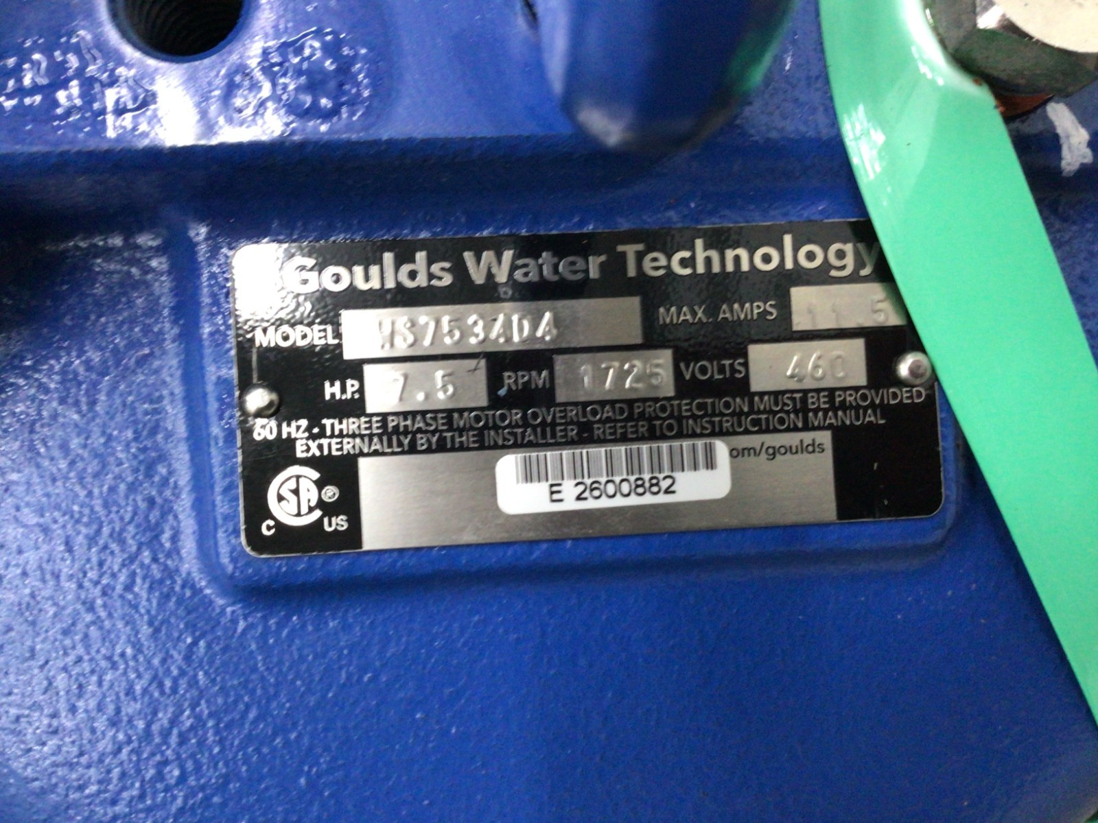 Goulds WS7534D4 Submersible Sewage Pump 7.5HP 460V 3 Phase