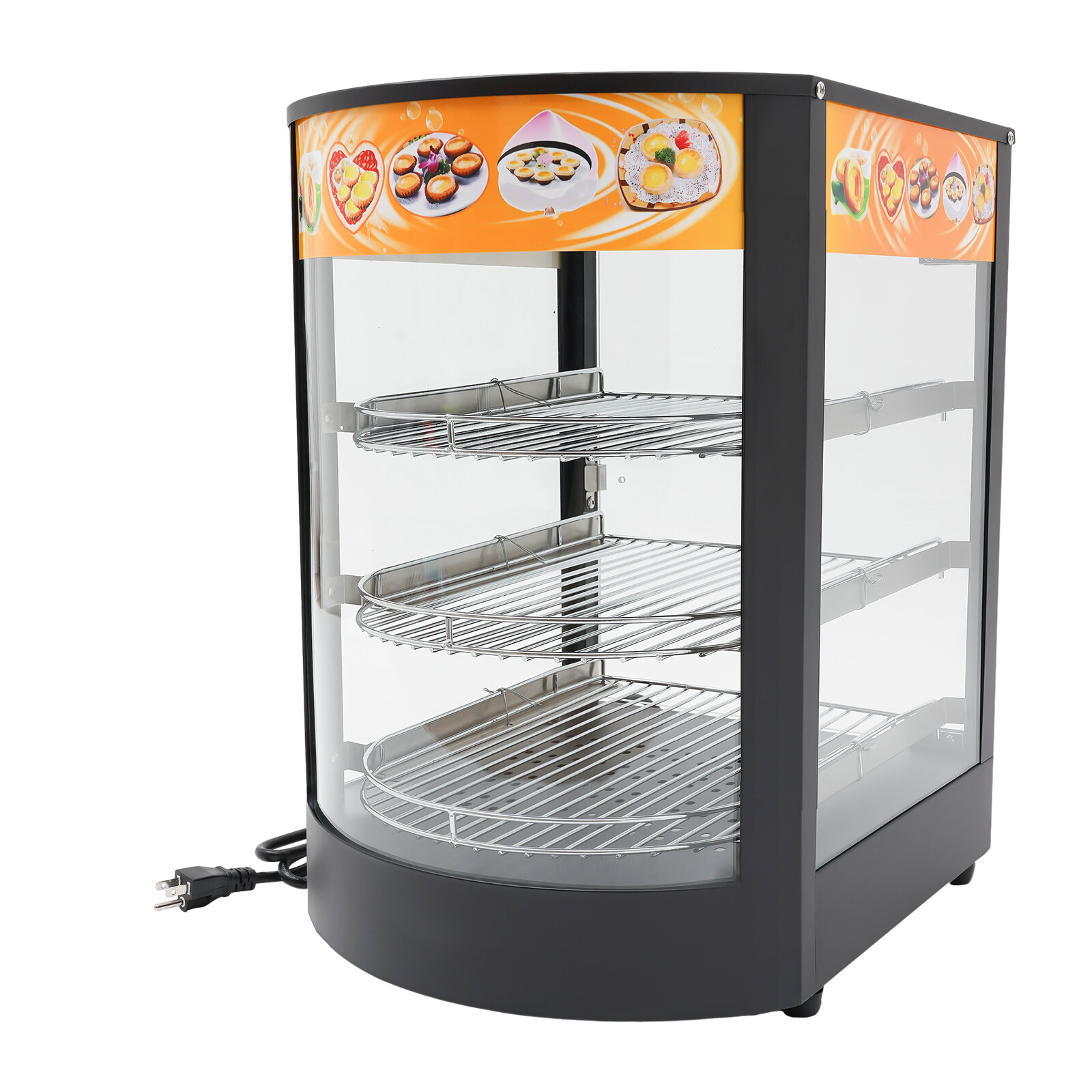 3-Tiers Tabletop Commercial Food Warmer Display Case Food Warming Cabinet 800W