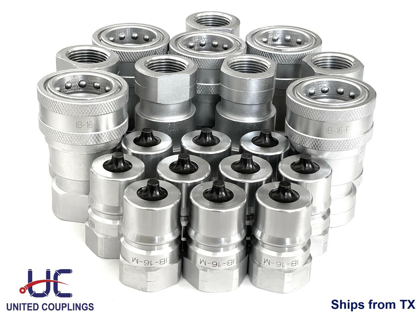 1″ NPT ISO 7241-1 Series “B” Quick Disconnect Hydraulic Couplings, Set of 10