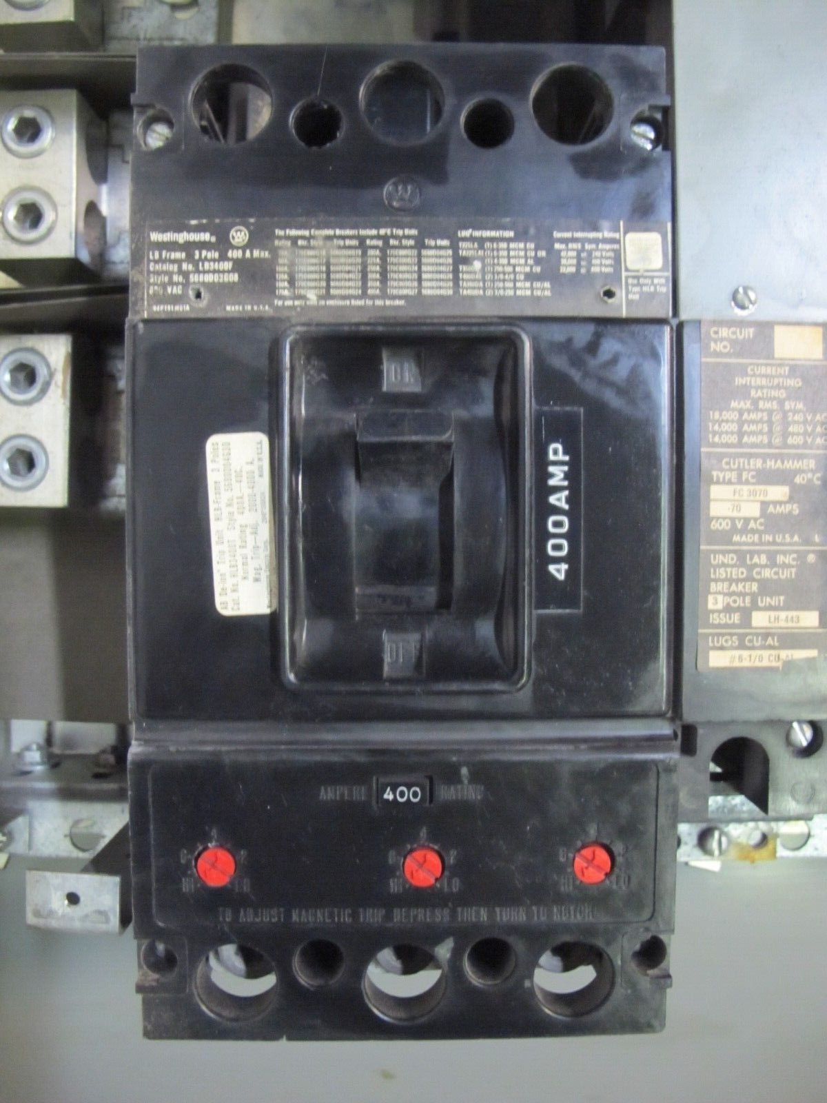 Cutler Hammer MP40 600 Amp Main Lug Breaker Panelboard 600V 3-PH 4W 600A Panel