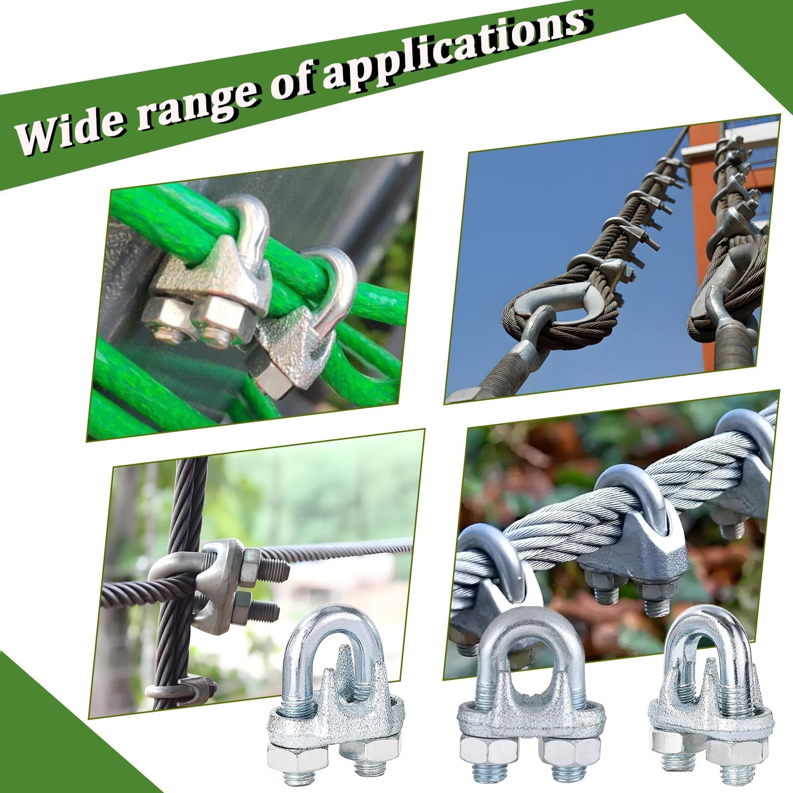 30PCS M5 Heavy Duty Wire Rope Clamps, 3/16-Inch Zinc Plated Wire Cable Clamps…