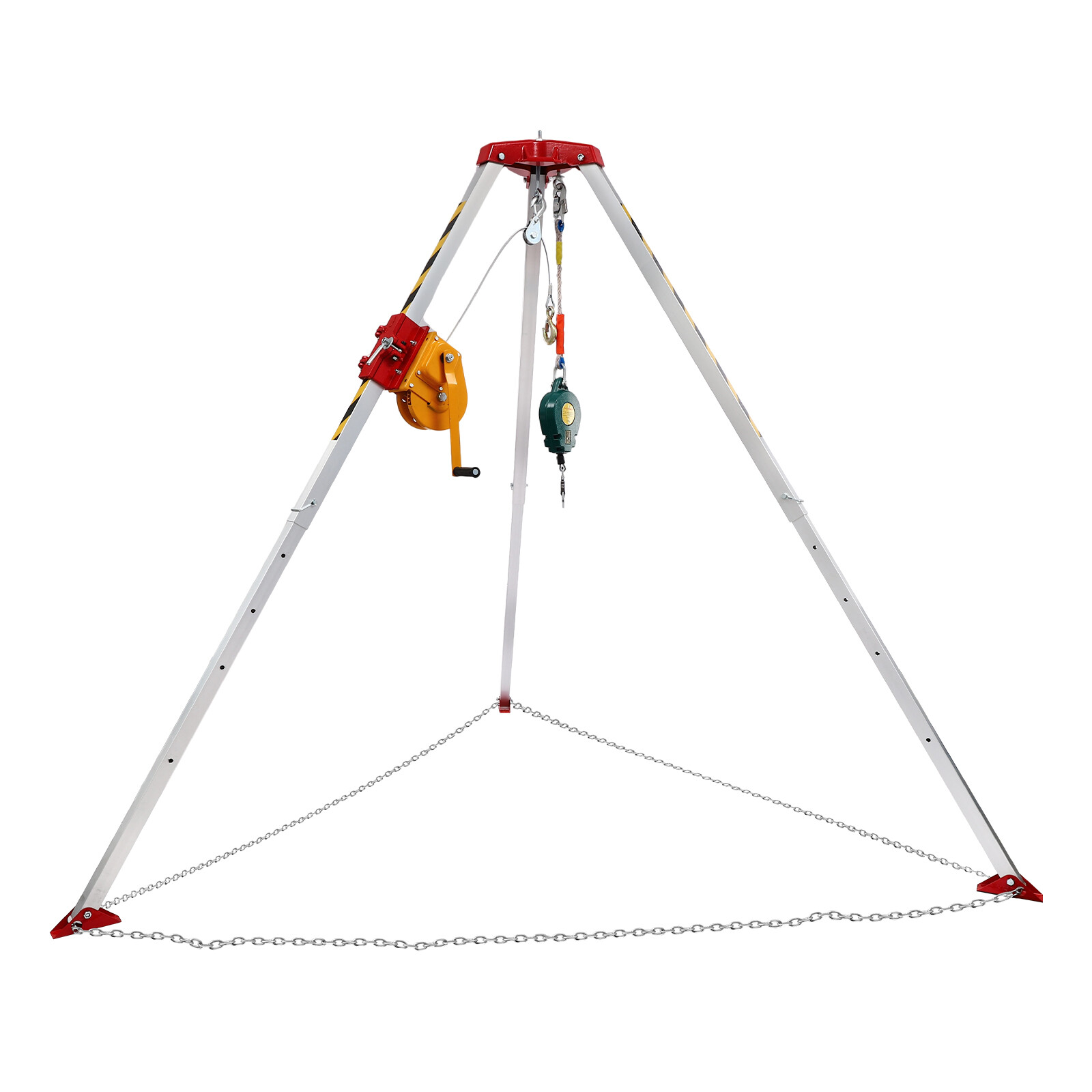 Confined Space Tripod Kit 1800lb Winch w/5.2ft-8ft Adjustable Legs Rescue Tripod