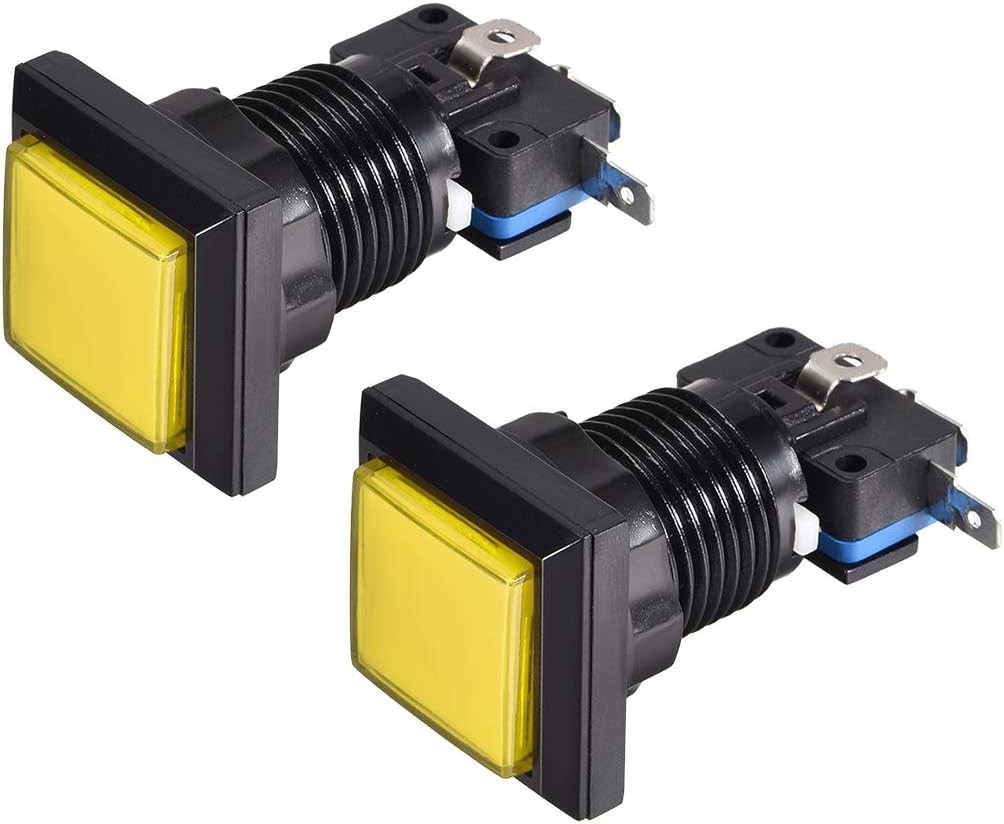 34x34mm Square 12V LED Illuminated Push Button Switch Micro Swit Color: Yellow