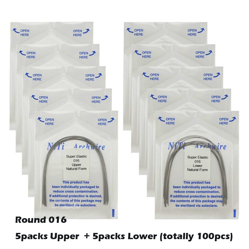 100pcs Dental Orthodontic Arch Wire Super Elastic NiTi Ovoid Natural Form Round
