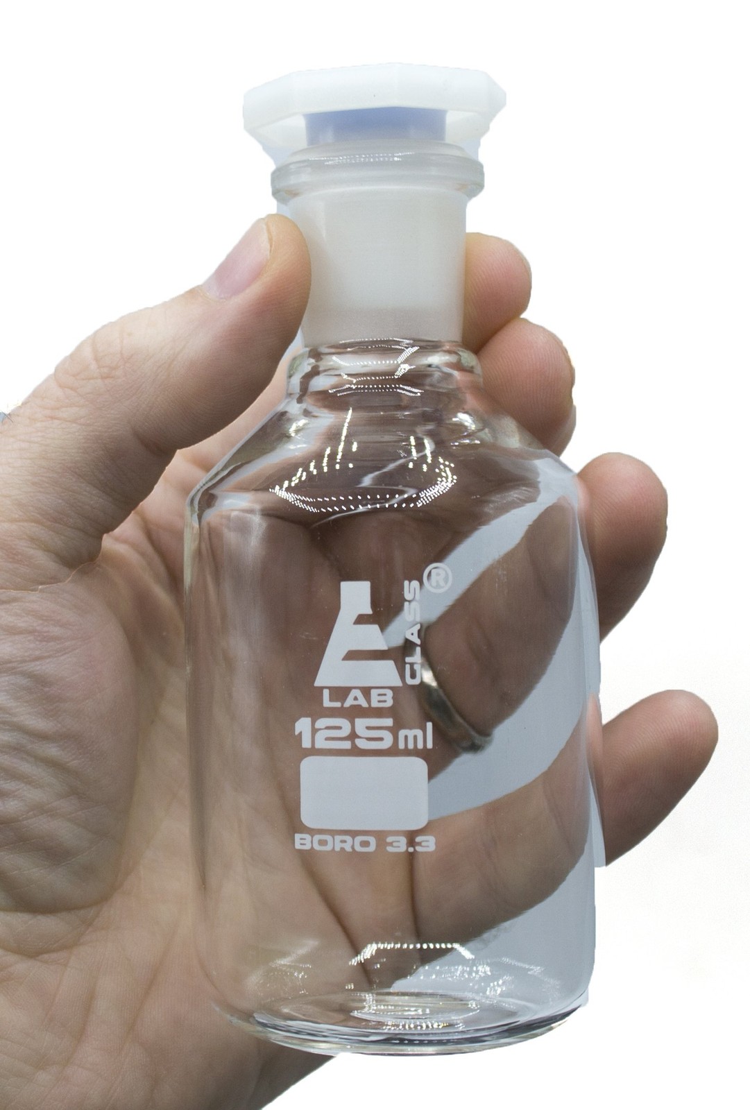 EISCO 125mL (4.2oz) Glass Reagent Bottle with Acid Proof 4.2 Ounces, Clear