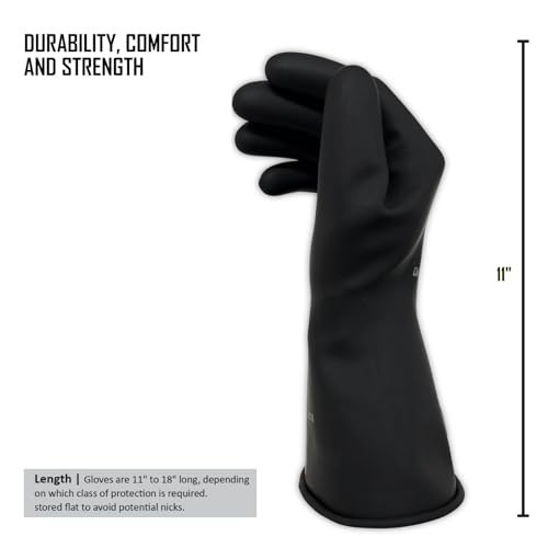 Rubber Insulating Electrical Safety Gloves Class 0 1000V 11 Inch For Lineman