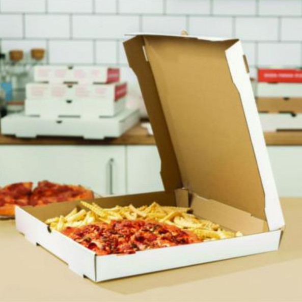 Karat FP-PBF16W Corrugated Pizza Boxes, 16 x 16 x 1.97, White/Brown, 50/Carton