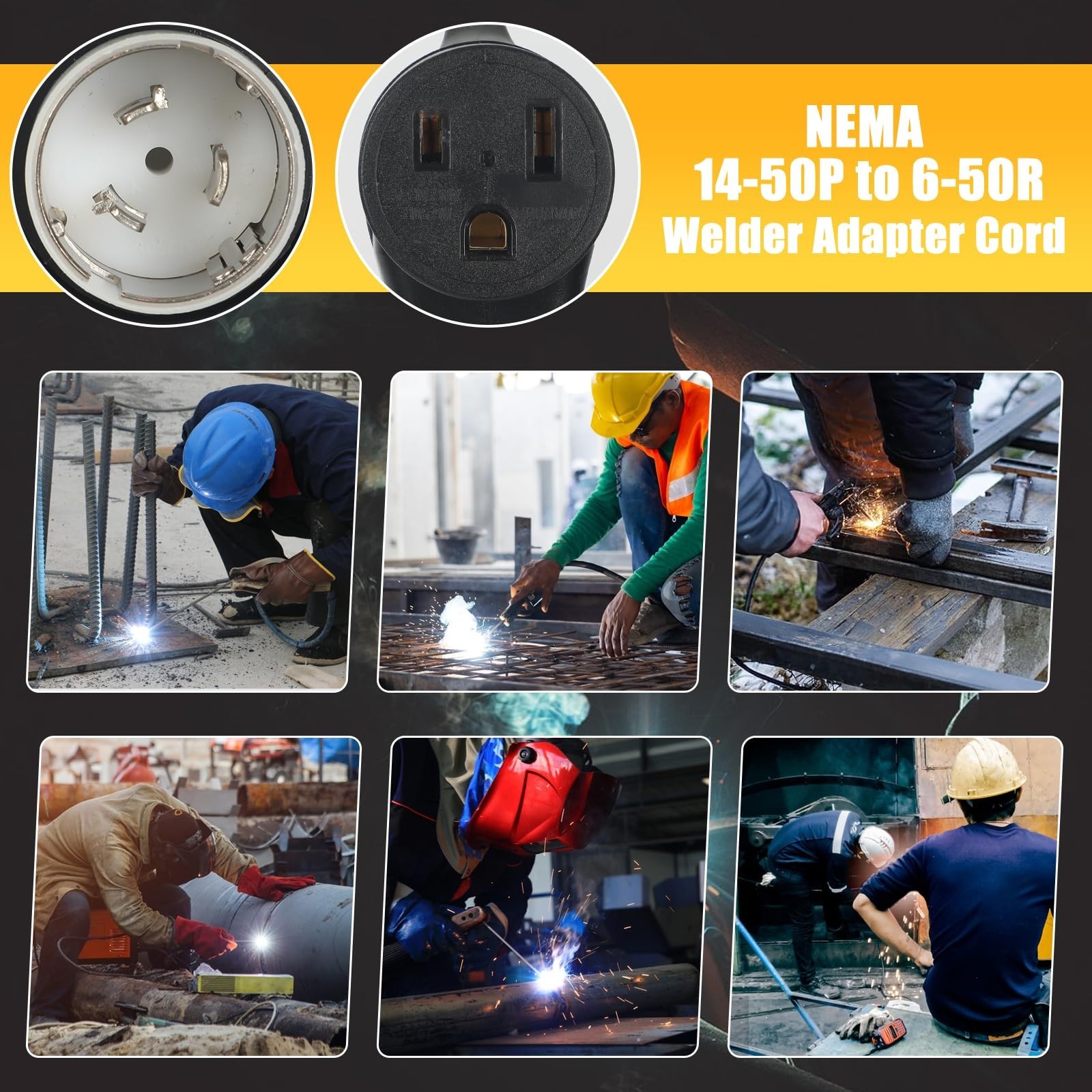 NEMA SS2-50P to 6-50R Welder Adapter Cord, ZDHQLHJ 50Amp Locking Twist SS2-50…