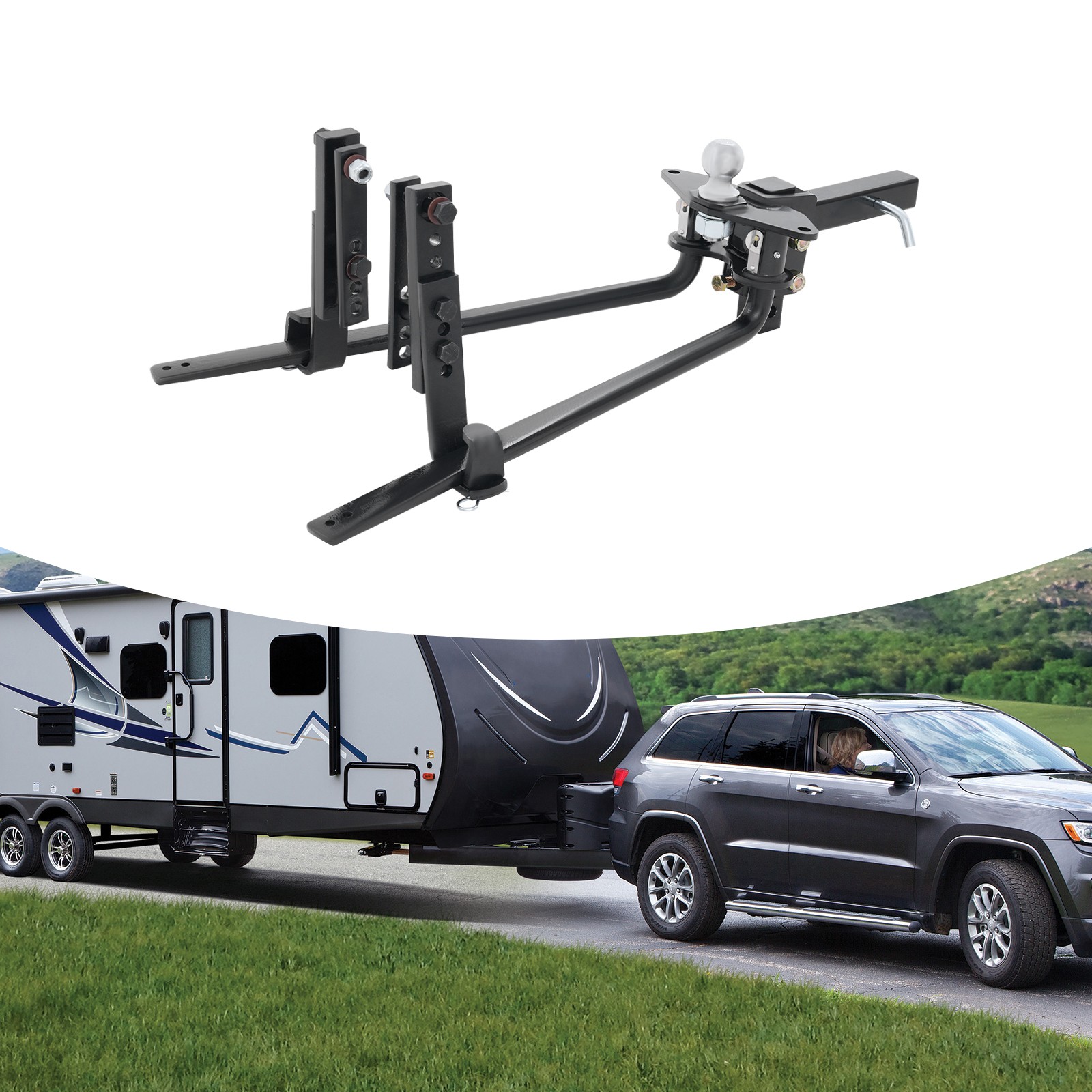 8000lbs Weight Distribution Hitch Trailer Hitch Black Trailer Hitch Device