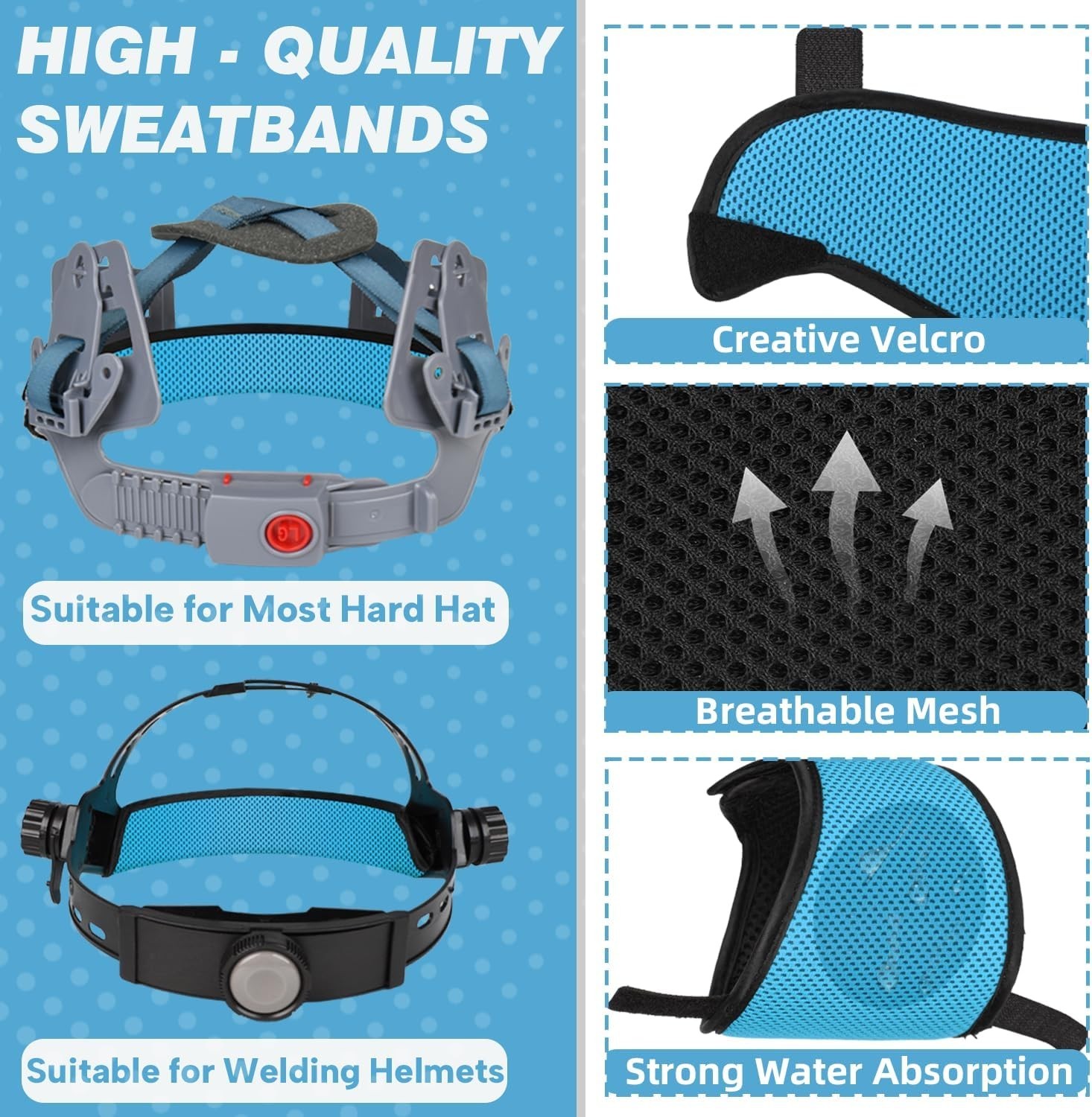 Hard Hat Sweat Bands 4Pcs, Innovative 3-Layer Fabric Sweatbands for Hard Hats Wa