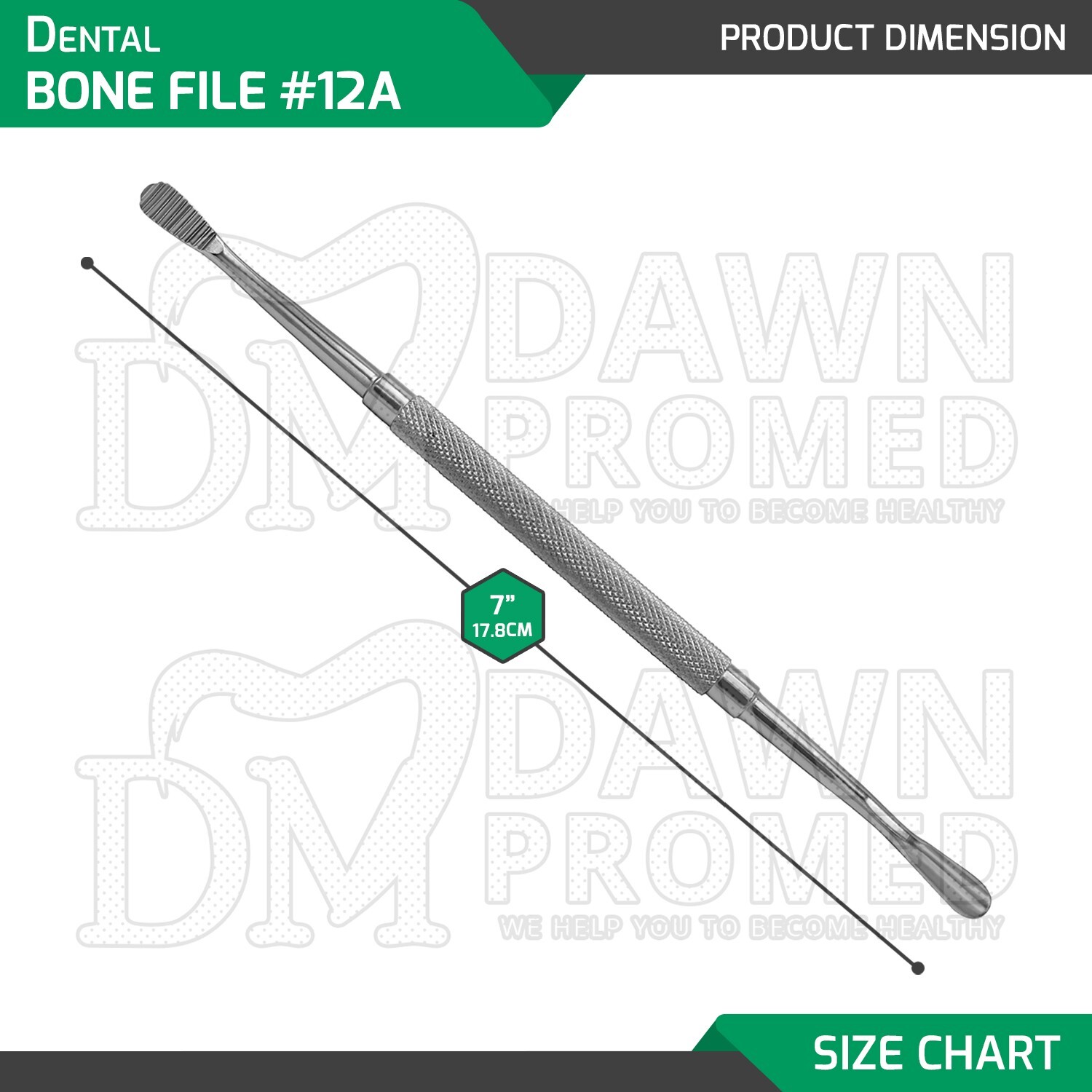 3 Pcs Dental Bone File #12A Double Ended 7″ Surgical Dentist Instrument German G