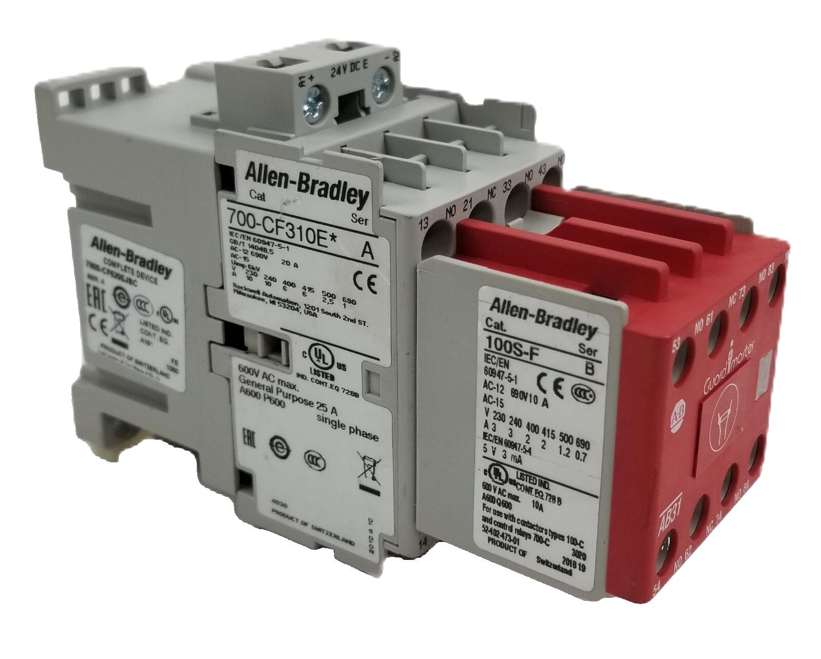 Allen-Bradley 700S-CF620EJBC Safety Contactor 10A 24Vdc 8Poles 6NO/2NC NEW